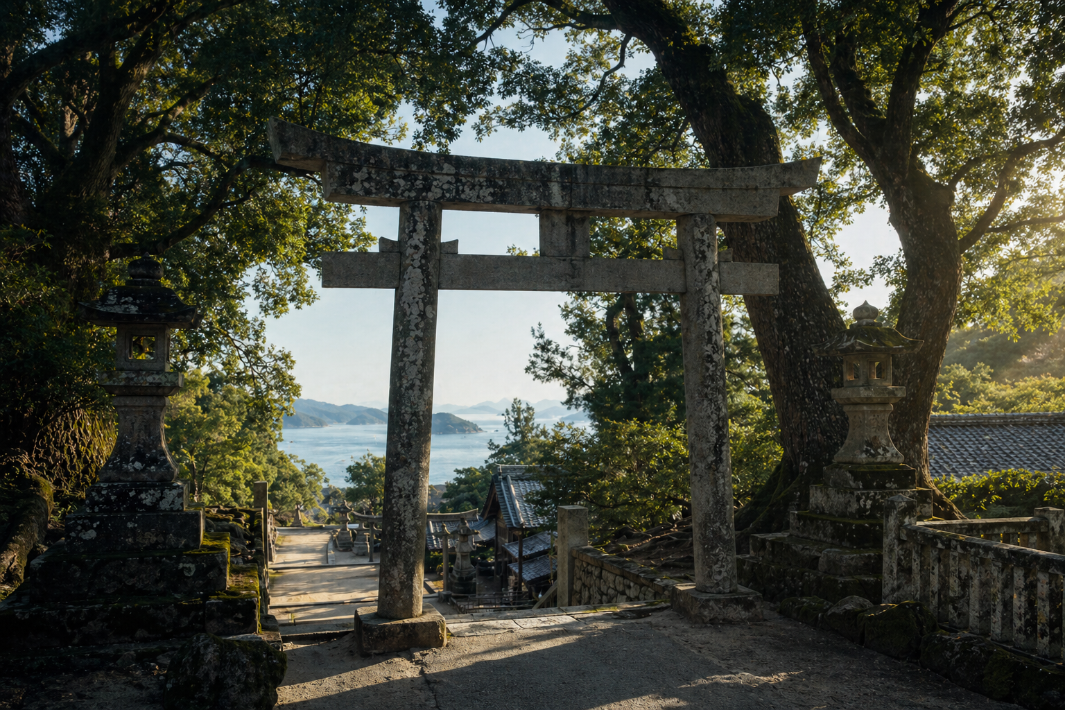 大山祇神社の参道と緑