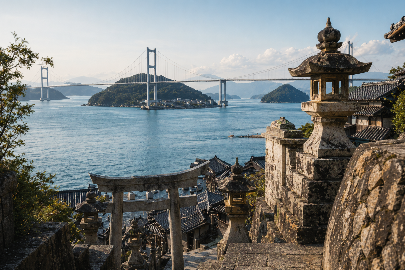 瀬戸内の海と島影