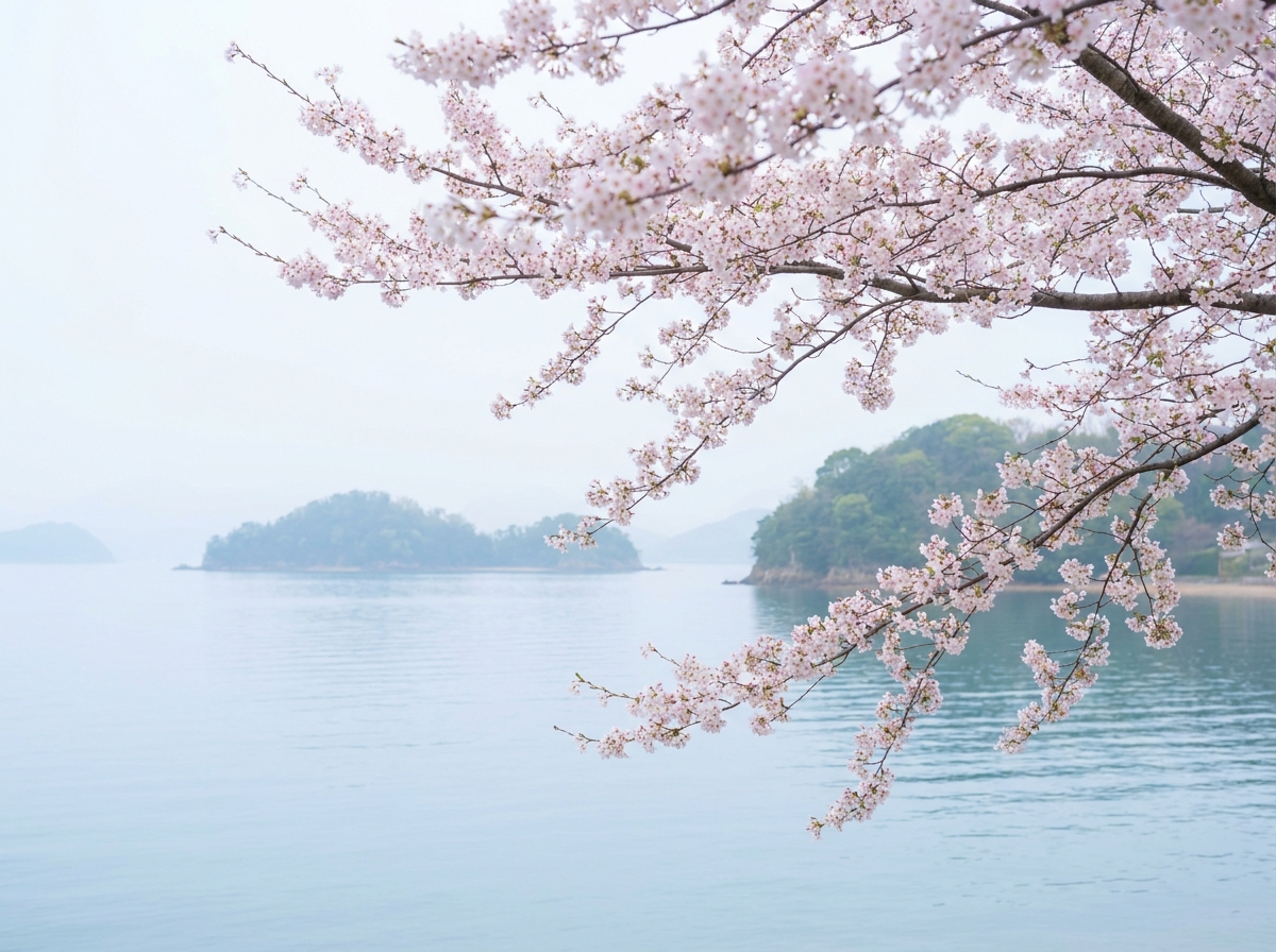 ベストシーズン：桜と瀬戸内多島海の春景色